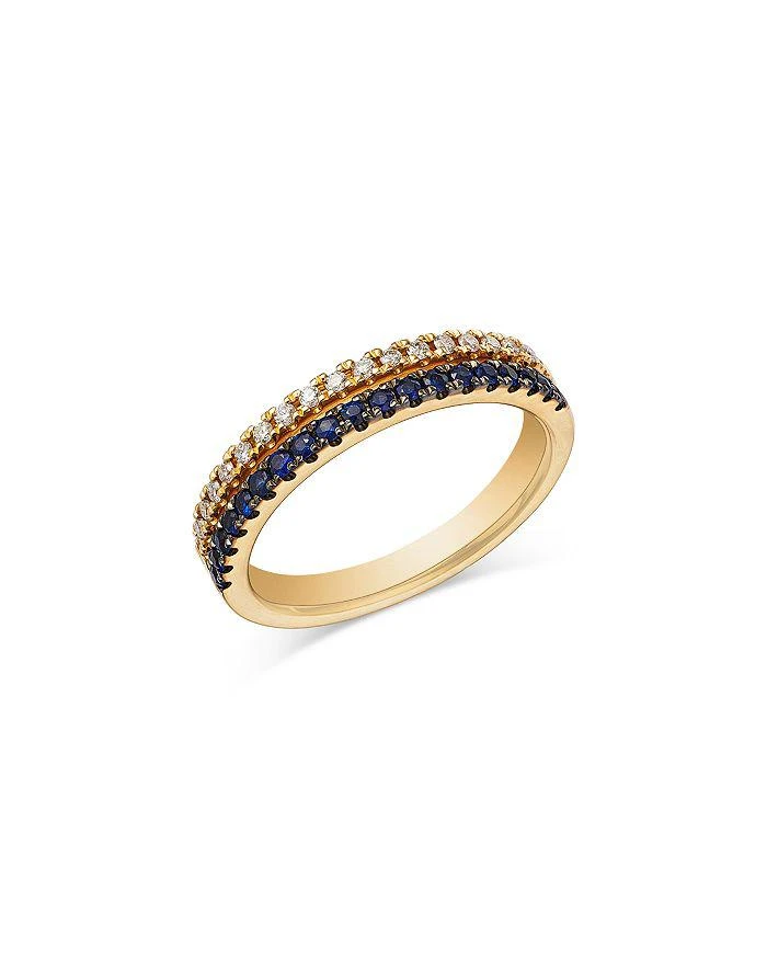 商品Bloomingdale's Fine Collection|Sapphire & Diamond Double Row Band in 14K Yellow Gold,价格¥24201,第1张图片详细描述