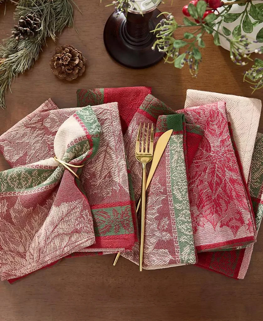 商品Elrene|Prestige Poinsettia Jacquard Napkins 17"x 17", Set of 8,价格¥170,第1张图片