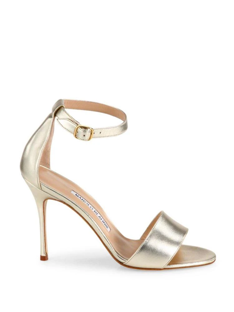 商品Manolo Blahnik|Tressa 105 Metallic Leather Ankle-Strap Sandals,价格¥2234,第5张图片详细描述