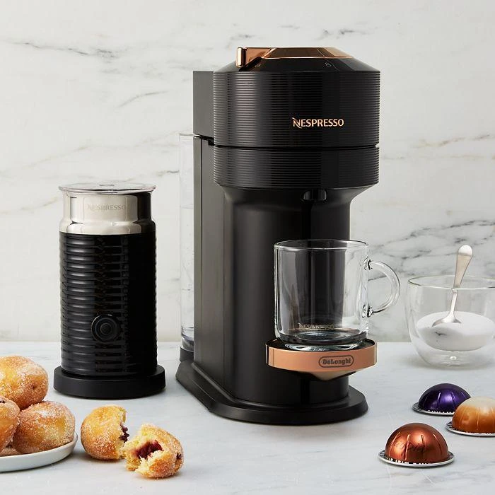 商品Nespresso|Vertuo Next Premium Coffee and Espresso Maker by DeLonghi with Aeroccino Milk Frother, Black Rose Gold,价格¥1814,第2张图片详细描述