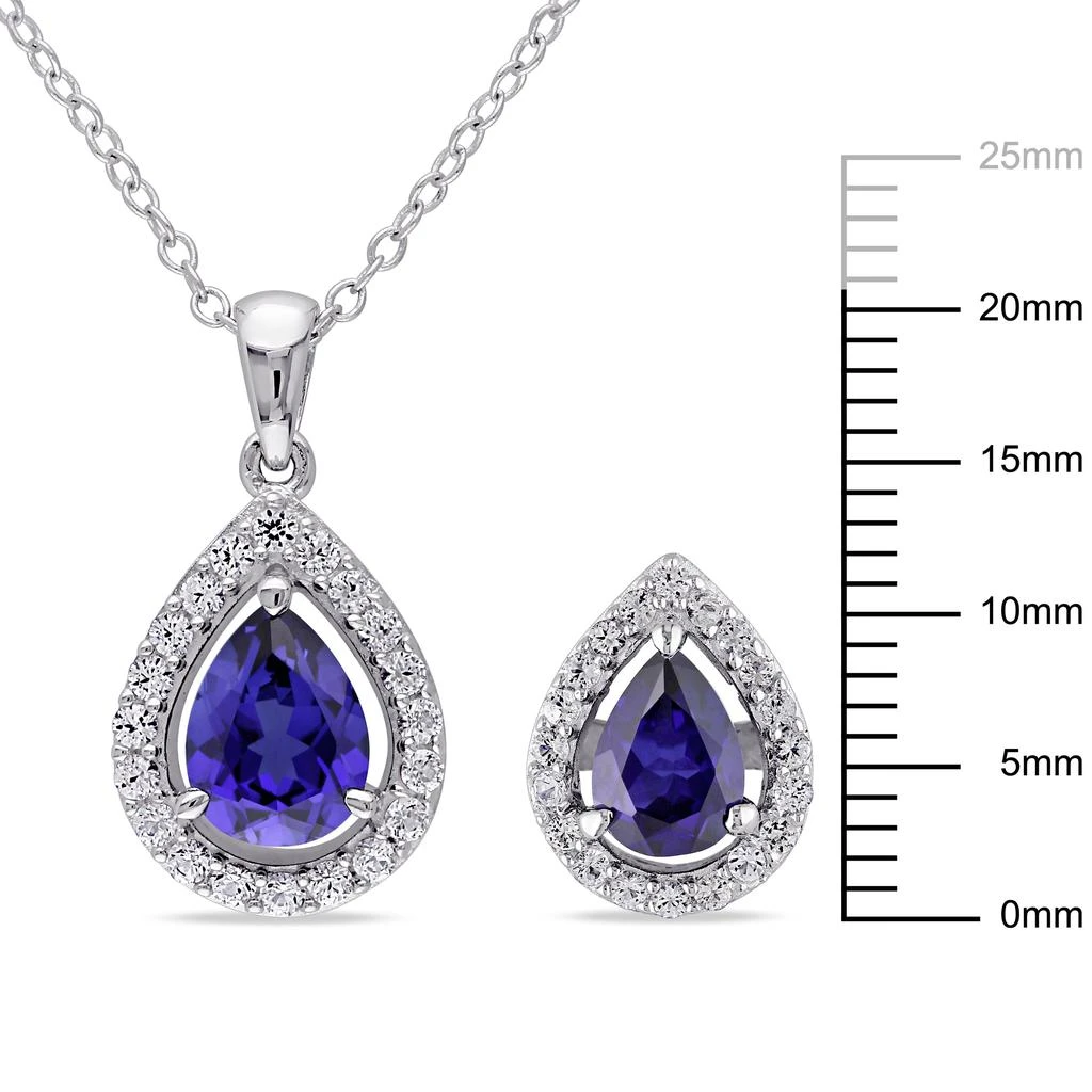 商品Mimi & Max|4 7/8ct TGW Created Blue and Created White Sapphire Necklace and Earrings Set Sterling Silver,价格¥579,第4张图片详细描述