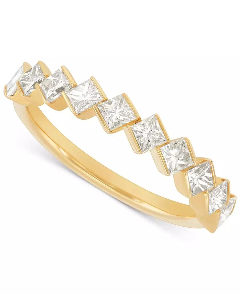 商品Macy's|Diamond Princess-Cut Diagonal Set Ten Stone Band (1 ct. t.w.) in 14k Gold,价格¥8658,第1张图片