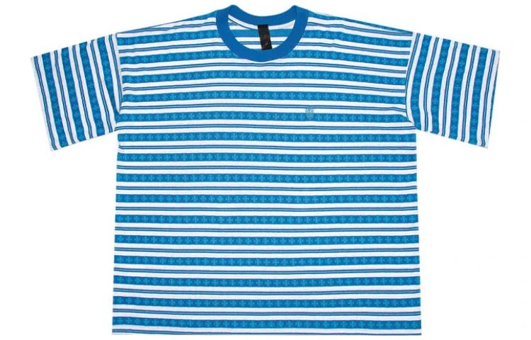 商品[国内直发] Chrome Hearts|SS23 条纹Logo印花圆领套头短袖T恤 男款 蓝色,价格¥11908,第1张图片