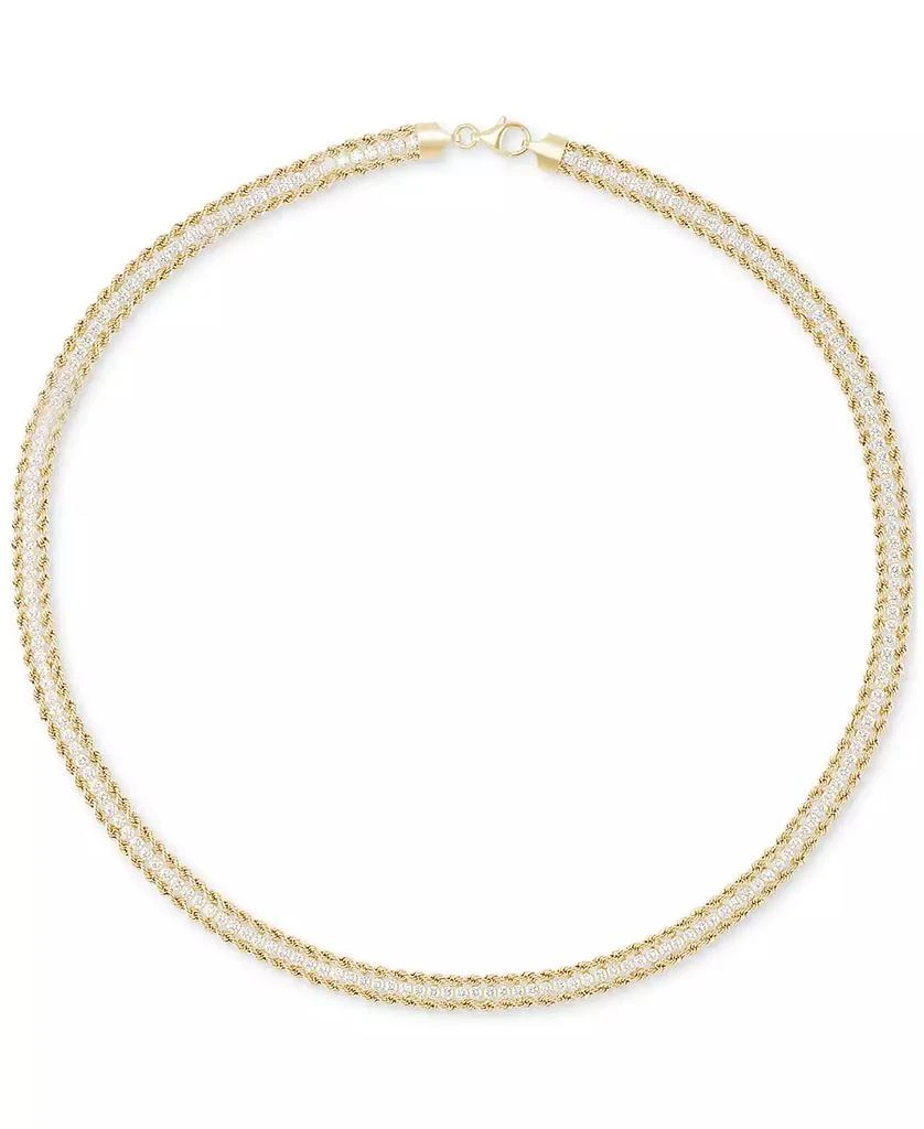 商品Italian Gold|Cubic Zirconia Rope Link 18" Collar Necklace in 14k Gold,价格¥8357,第1张图片