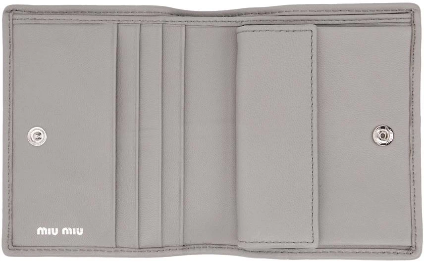 商品Miu Miu|Grey Quilted Crystal Logo Wallet,价格¥3353,第3张图片详细描述