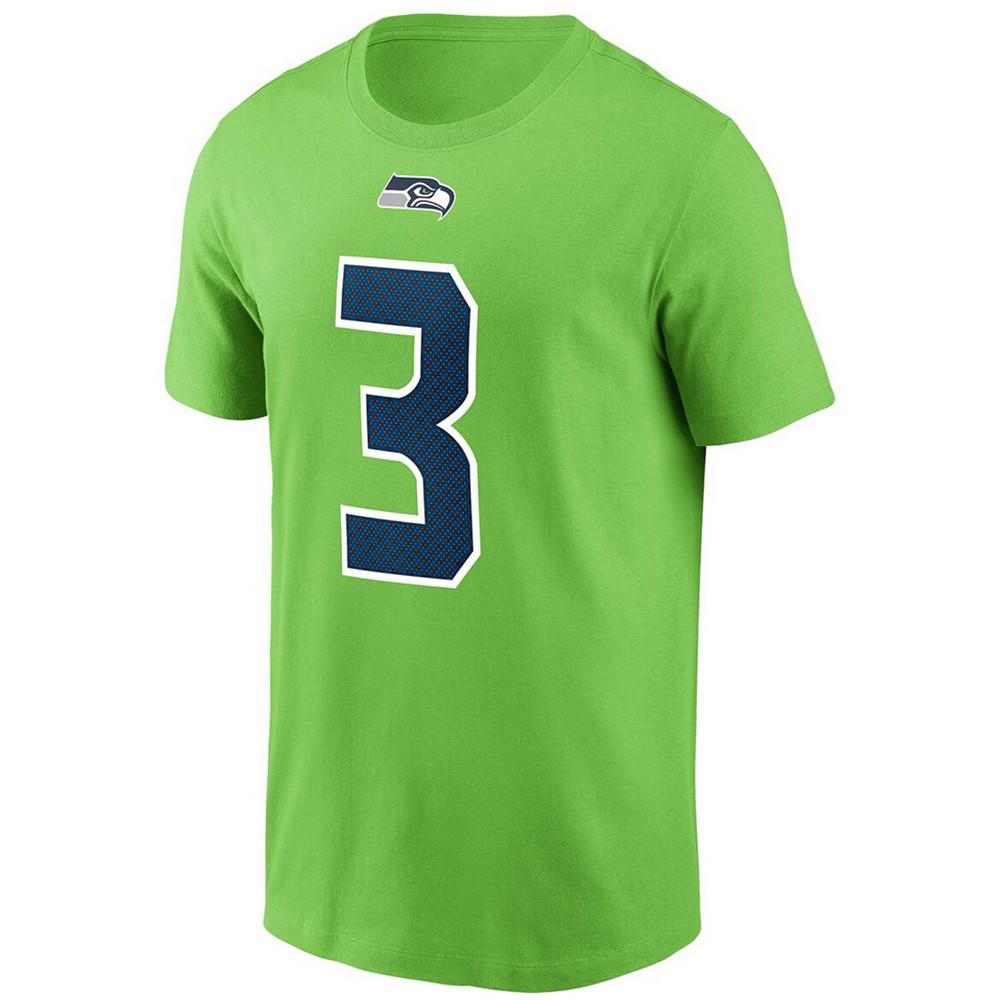 Men's Russell Wilson Neon Green Seattle Seahawks Name and Number T-shirt商品第2张图片规格展示