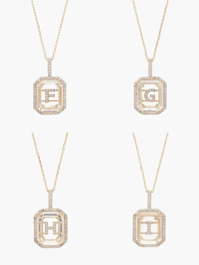 Initials diamond, quartz & 14kt gold necklace A-M 商品