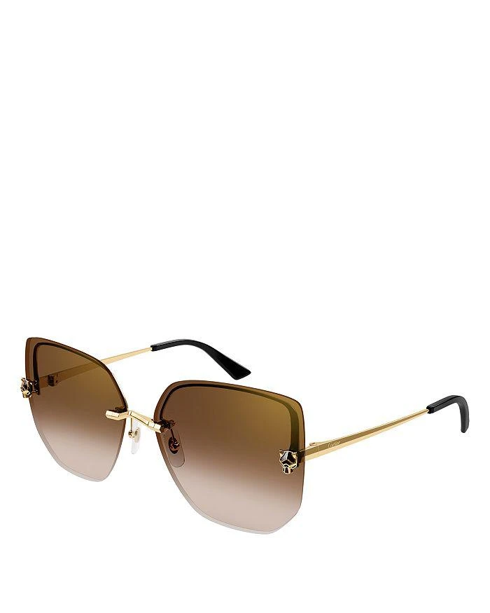 商品Cartier|Panthère Light 24K Gold Plated Square Sunglasses, 63mm,价格¥9316,第1张图片详细描述