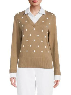 商品Tommy Hilfiger|Dot Twofer Sweater,价格¥169,第1张图片