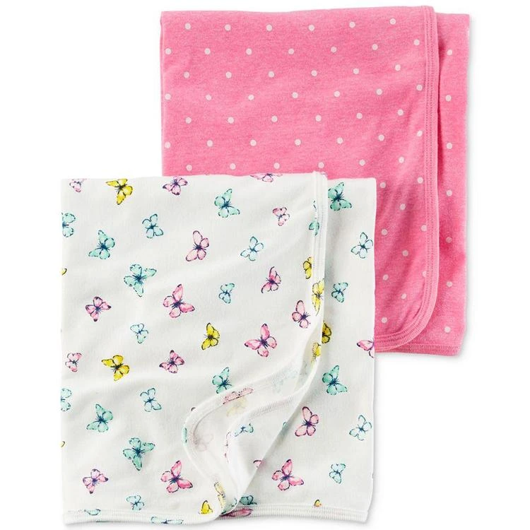 商品Carter's|2-Pk. Dots & Butterflies Swaddle Blankets, Baby Girls,价格¥75,第1张图片