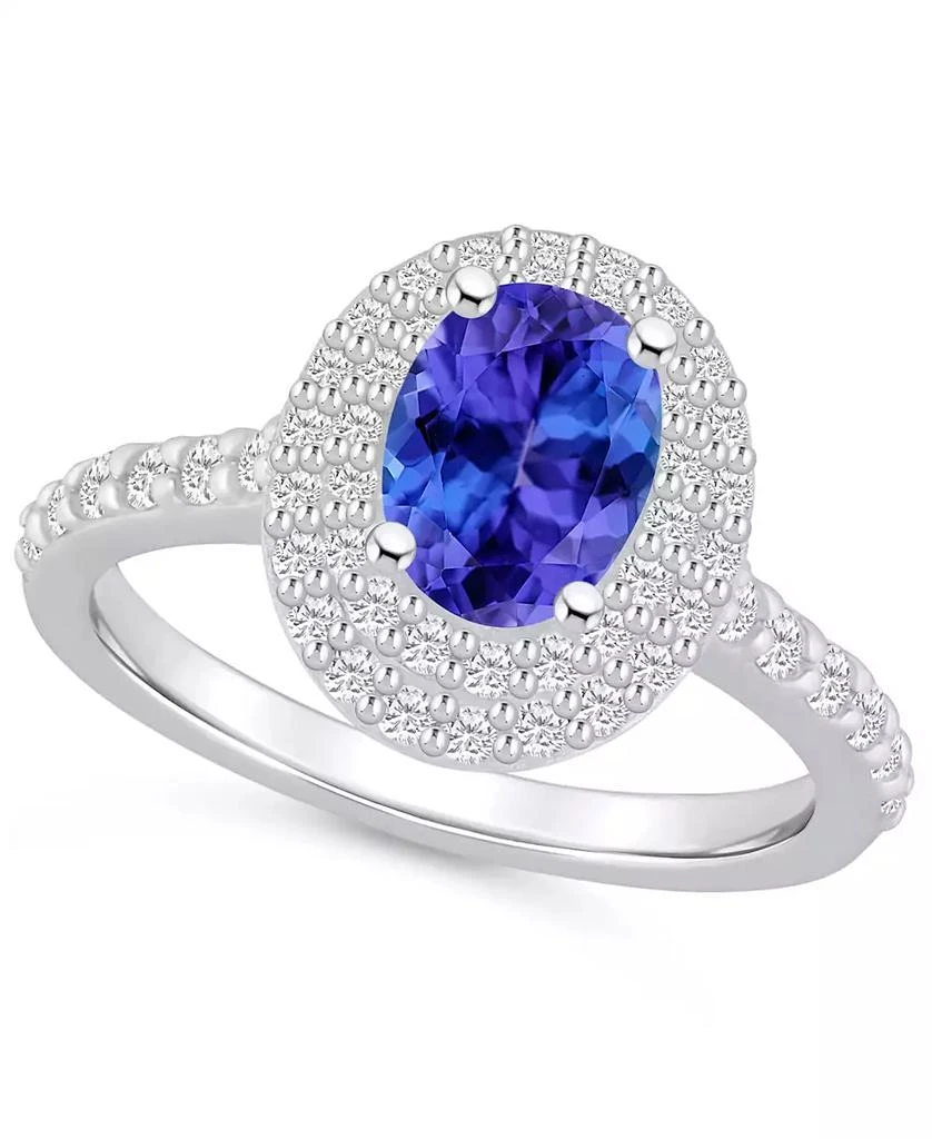 商品Macy's|Tanzanite (1-1/4 ct. t.w.) & Diamond (5/8 ct. t.w.) Oval Double Halo Ring in 14k Gold,价格¥13210,第1张图片