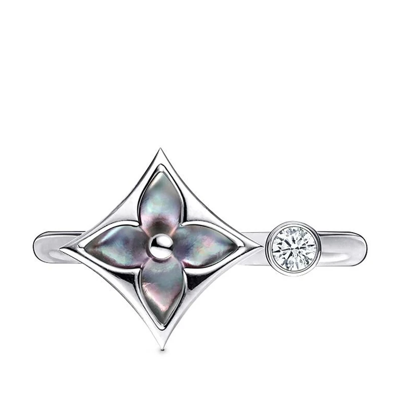 预售十天 Louis Vuitton/路易威登 经典款Color Blossom Mini Star系列 18k金白金花瓣造型贝壳镶嵌钻石戒指Q9O84D 商�品
