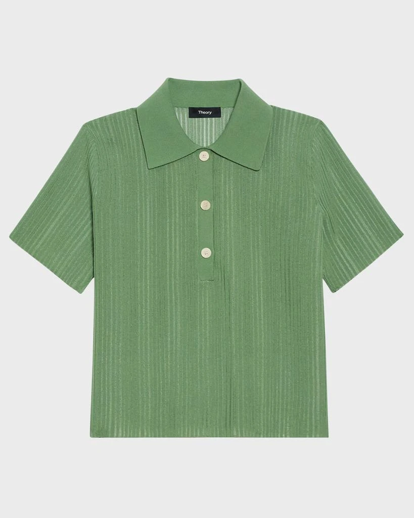商品Theory|Cropped Matte Cotton Jacquard Polo Shirt,价格¥1662,第2张图片详细描述