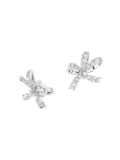 Volta Rhodium-Plated & Crystal Bow Stud Earrings商品第2张图片规格展示