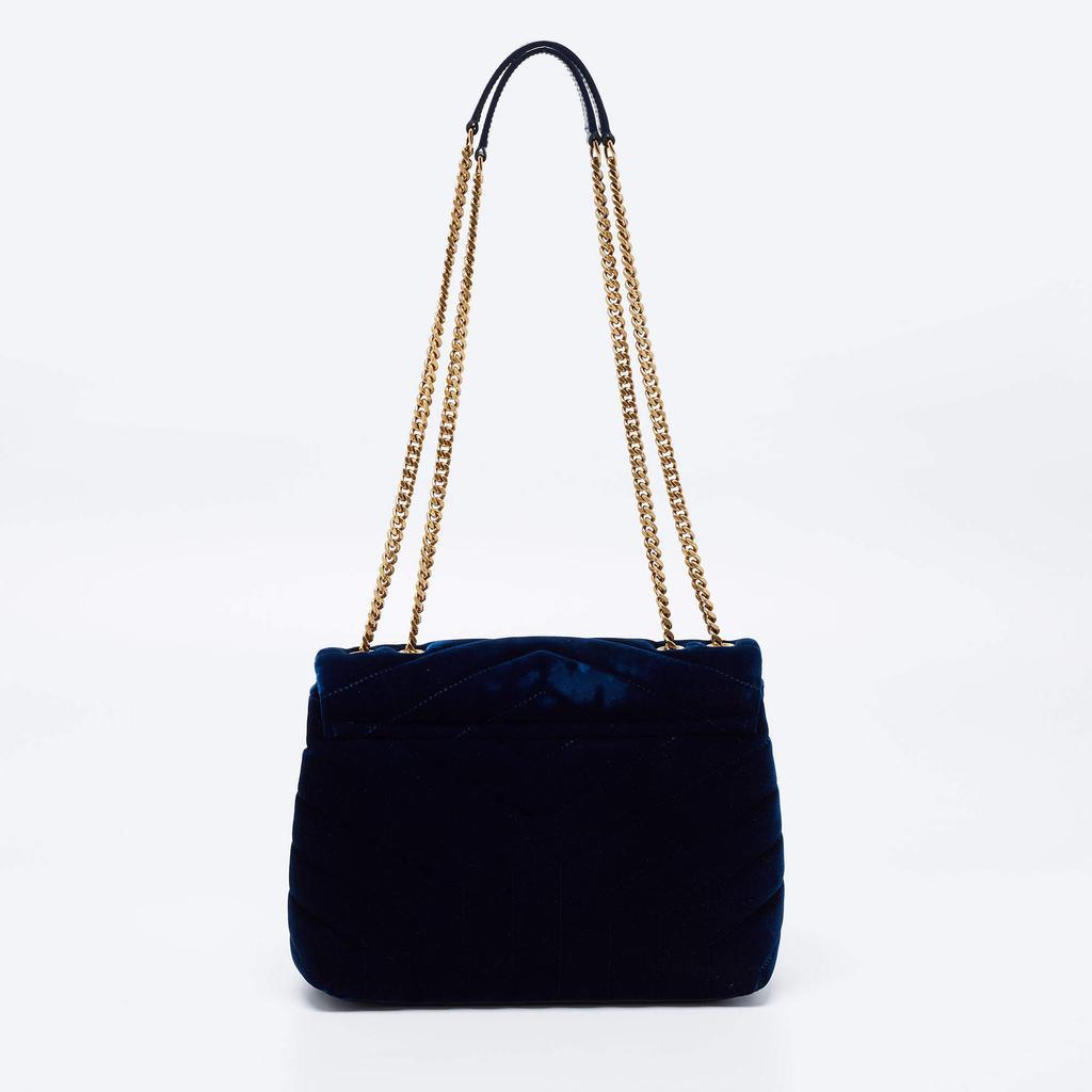 商品[二手商品] Yves Saint Laurent|Saint Laurent Blue Velvet and Leather Small Loulou Shoulder Bag,价格¥16330,第6张图片详细描述