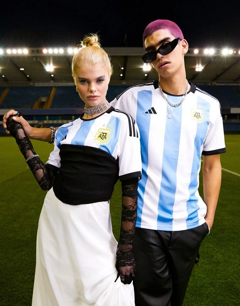 商品Adidas|adidas Football Argentina World Cup 2022 unisex home shirt in blue and white,价格¥677,第1张图片