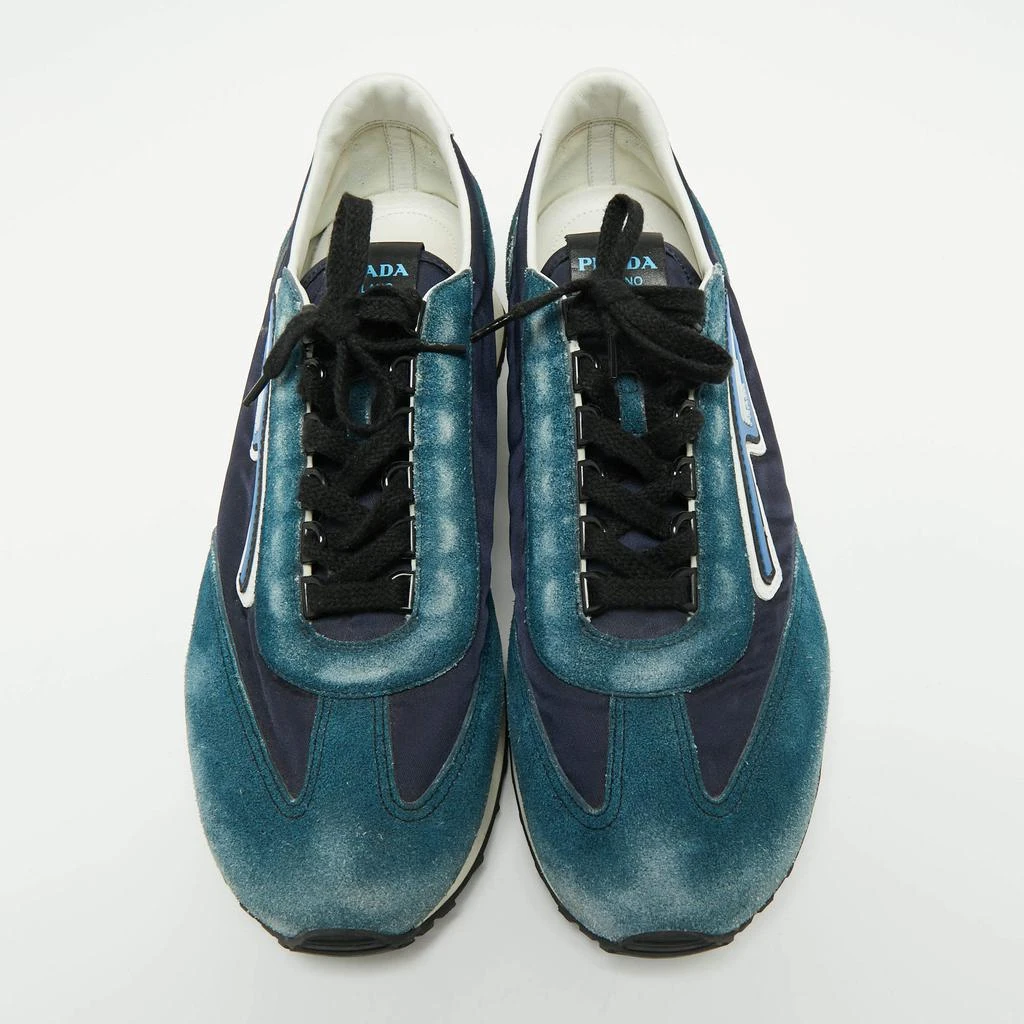 商品[二手商品] Prada|Prada Blue Suede And Nylon Low Top Sneakers Size 42,价格¥1445,第3张图片详细描述