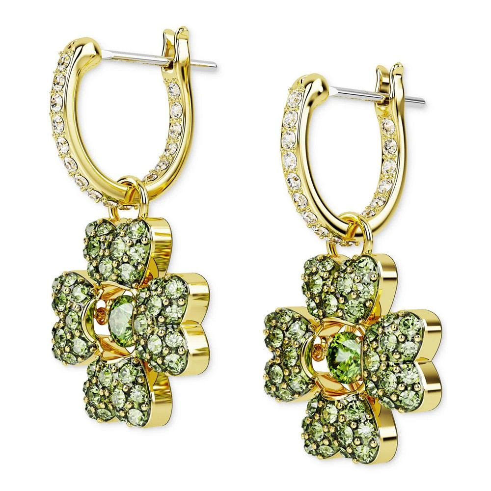 商品Swarovski|Gold-Tone Color Crystal Clover Charm Hoop Earrings,价格¥1318,第3张图片详细描述