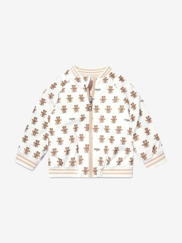 商品Fendi|Baby Reversible Bear Zip Up in White,价格¥5221,第4张图片详细描述