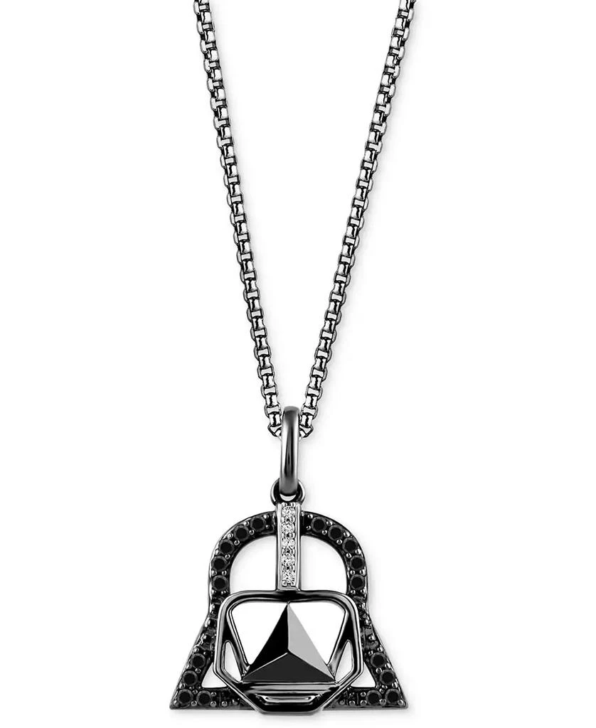 商品Wonder Fine Jewelry|Star Wars Black & White Diamond Darth Vader Mask 18" Pendant Necklace (1/6 ct. t.w.) in Sterling Silver with Black Rhodium,价格¥1047,第1张图片