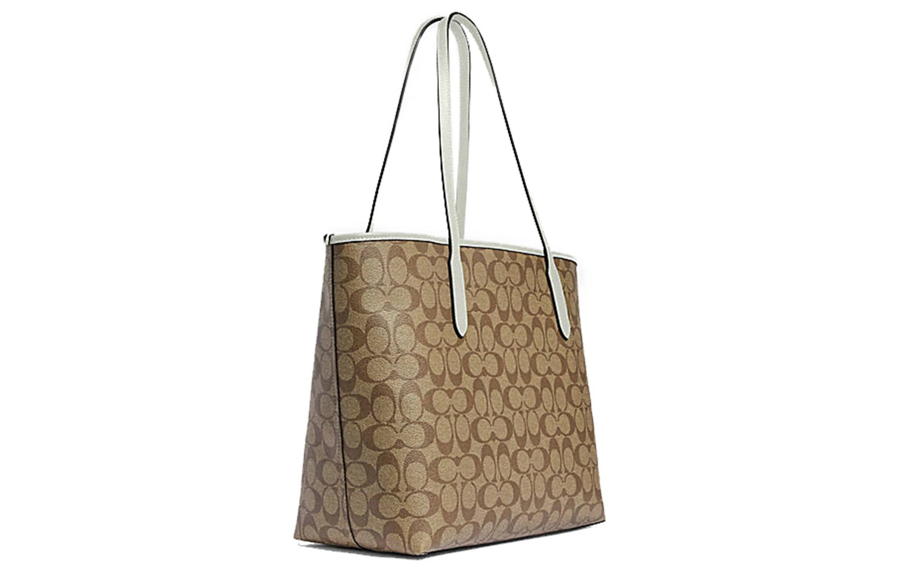 商品[国内直发] Coach|蔻驰 City 33 经典老花拉绳扣封口 PVC 托特包Tote包购物袋单肩手提包 大号 女款 棕色,价格¥1962,第3张图片详细描述