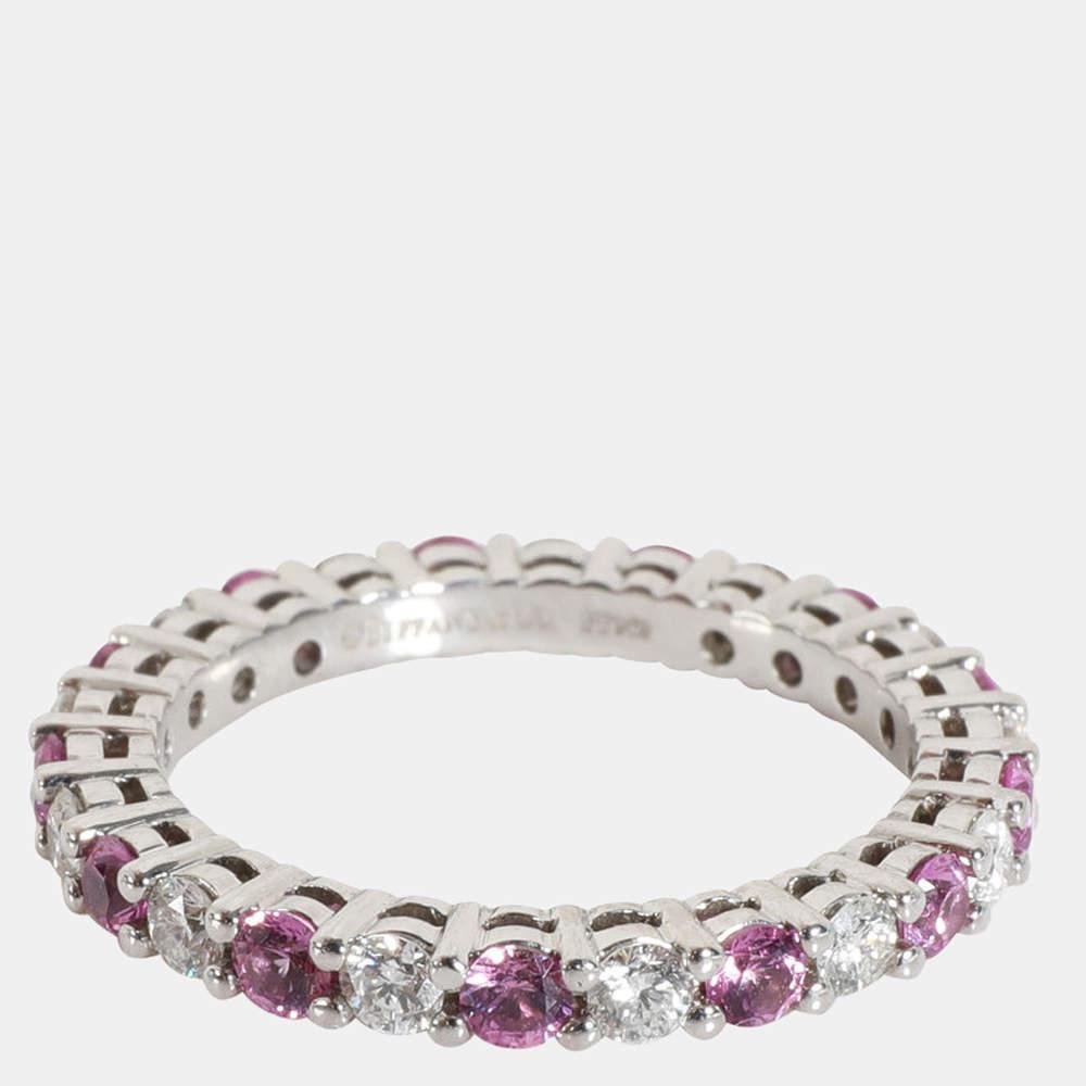 Tiffany & Co. Sapphire Diamond Band in 950 Platinum Pink 0.39 CTW Size 47商品第2张图片规格展示