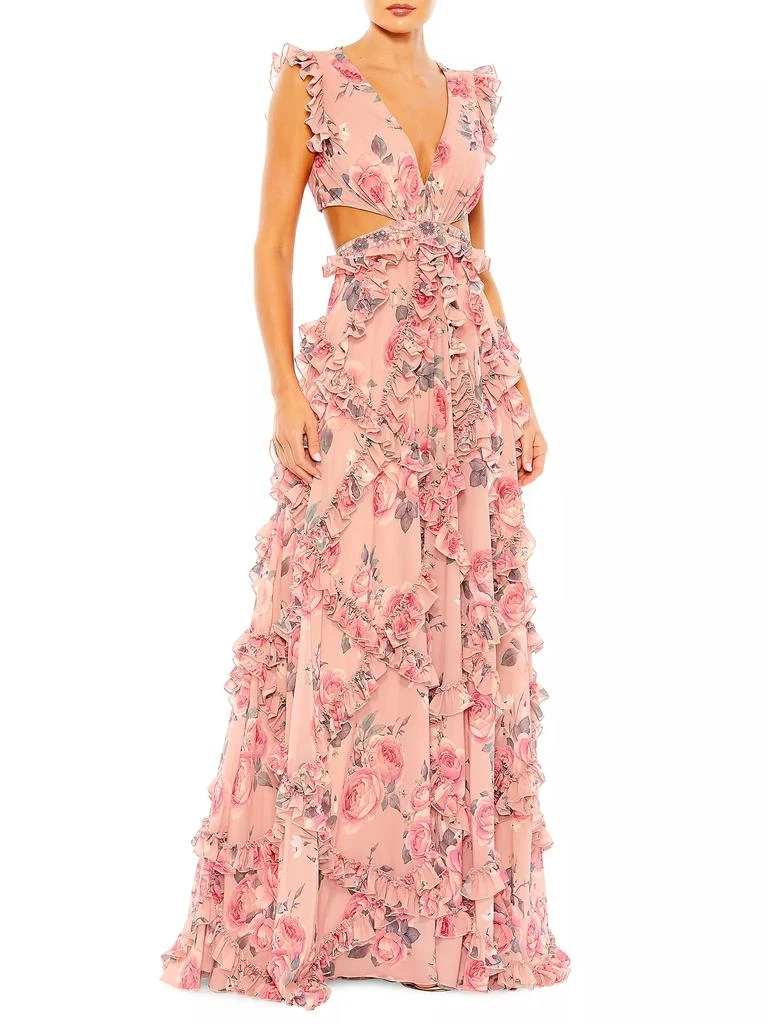 商品Mac Duggal|Floral Chiffon Cut-Out Gown,价格¥4481,第1张图片