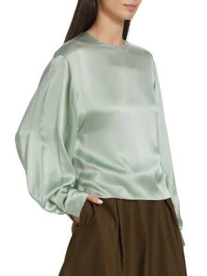 商品Vince|Bishop Sleeve Satin Blouse,价格¥1368,第3张图片详细描述