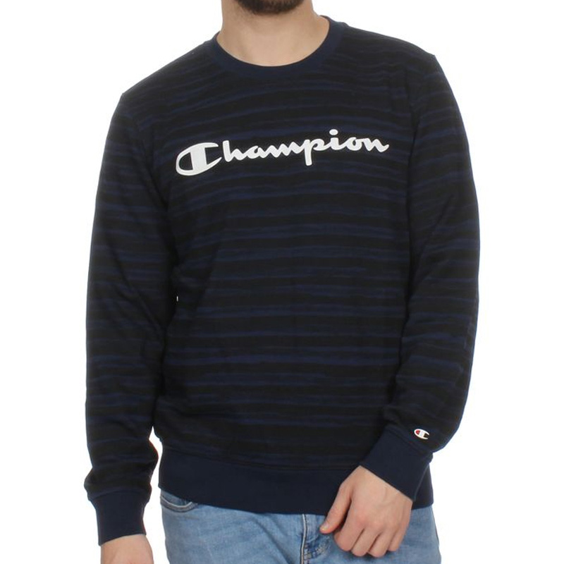 Champion 男士黑蓝色条纹卫衣 212682-BL506商品第3张图片规格展示