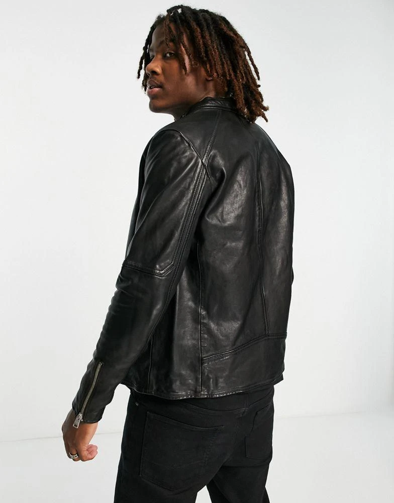 商品ALL SAINTS|AllSaints Cora slim fit zip through leather jacket in black,价格¥1745,第2张图片详细描述