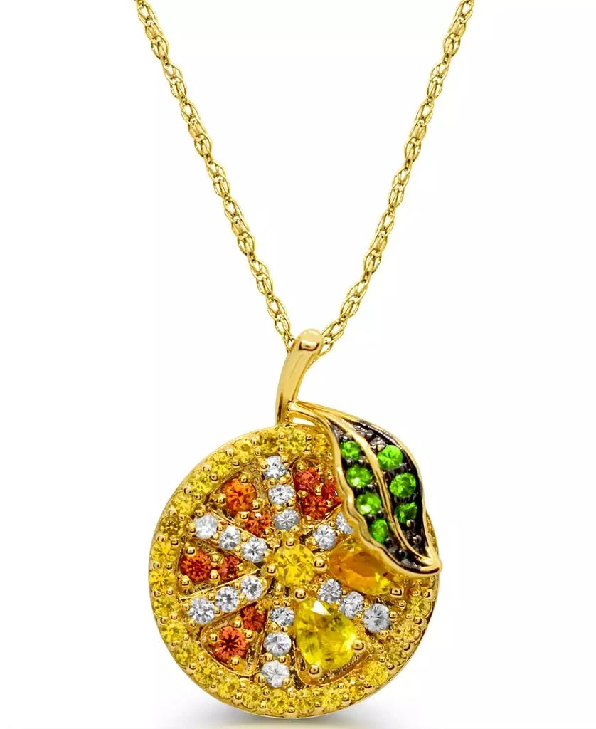 商品Macy's|Multi-Colored Sapphire and Tsavorite (1/20 ct. t.w.) Orange Pendant in 14K Yellow Gold,价格¥4186,第1张图片