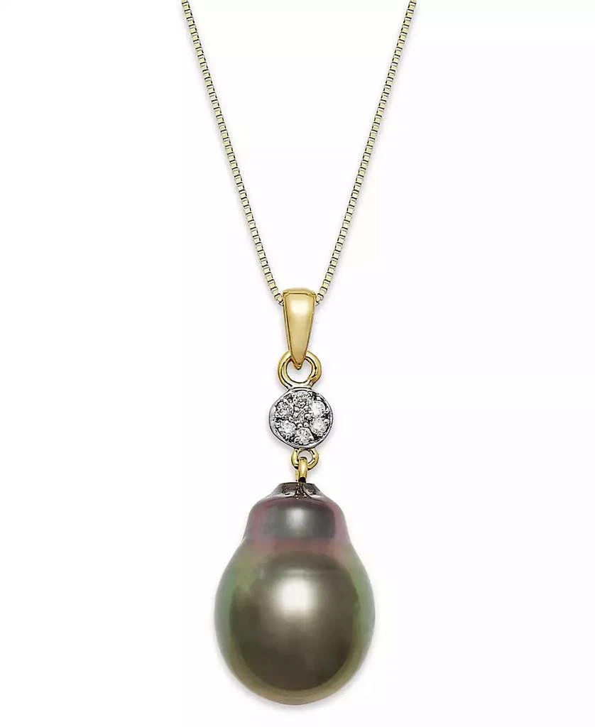 商品Macy's|Baroque Tahitian Pearl (12 mm) and Diamond Accent Pendant Necklace in 14k Gold,价格¥2992,第1张图片