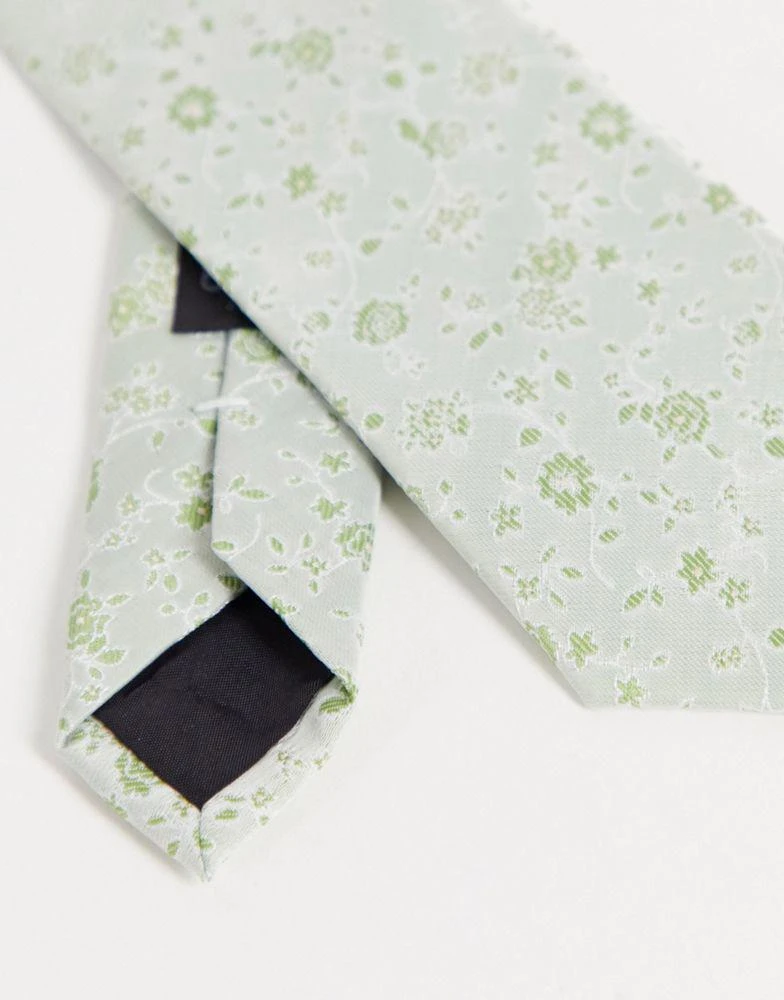 商品ASOS|ASOS DESIGN slim tie in pale green ditsy floral,价格¥80,第4张图片详细描述