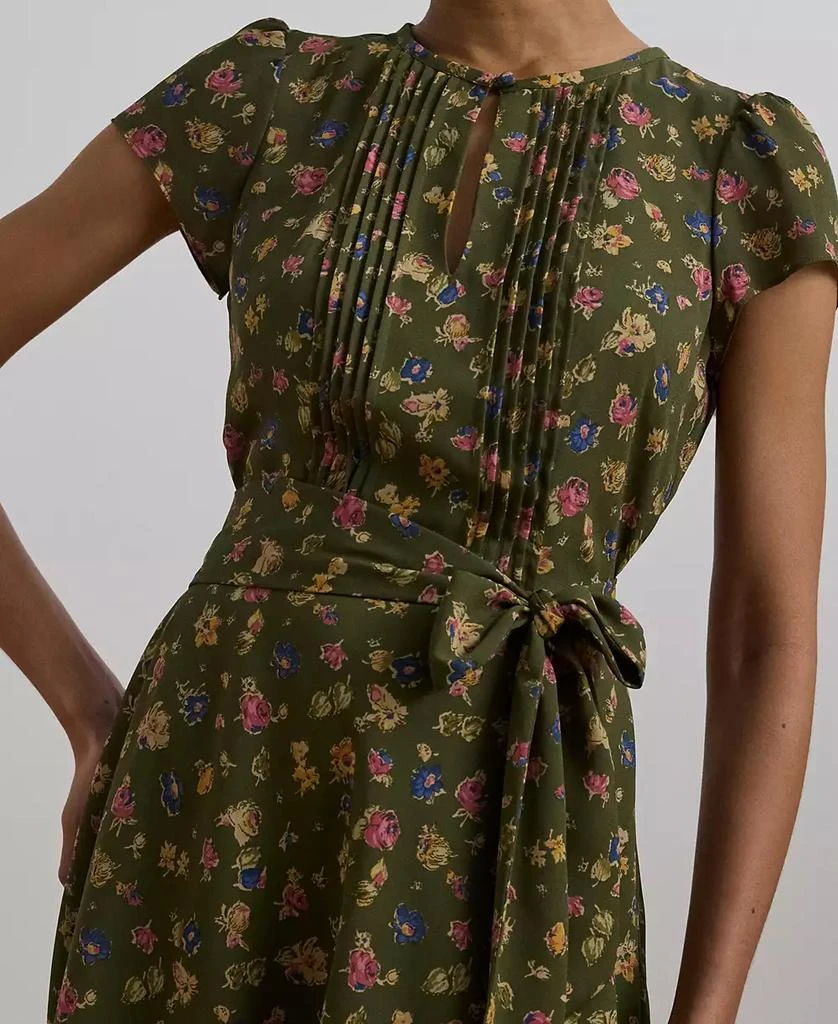 商品Ralph Lauren|Women's Floral Belted Georgette Pintucked Dress,价格¥757,第3张图片详细描述