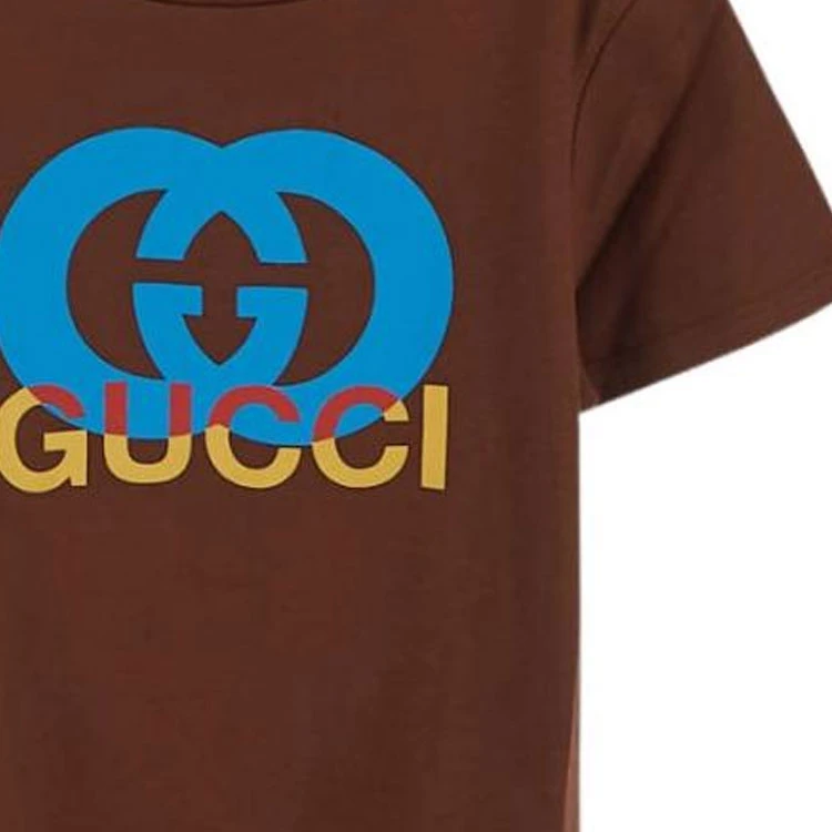 商品[国内直发] Gucci|古驰T恤 SS23 品牌Logo字母印花圆领短袖 棕色 儿童款,价格¥1134,第6张图片详细描述