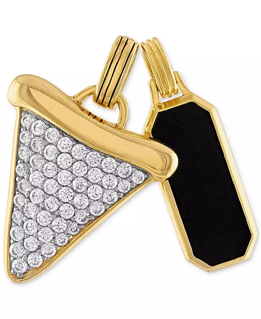 商品Esquire Men's Jewelry|2-Pc. Set Onyx Dog Tag & Cubic Zirconia Pavé Shark Tooth Amulet Pendants in 14k Gold-Plated Sterling Silver, Created for Macy's,价格¥1123,第1张图片