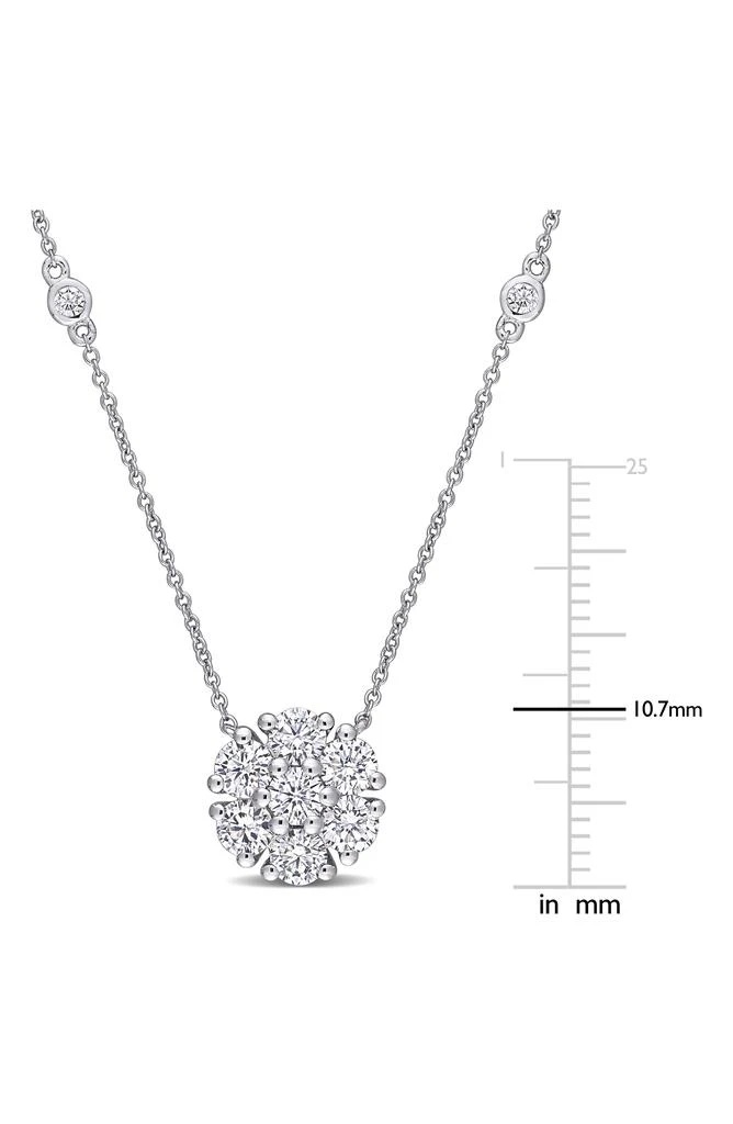 商品DELMAR|10K White Gold Created Moissanite Cluster Pendant Station Chain Necklace,价格¥6044,第2张图片详细描述