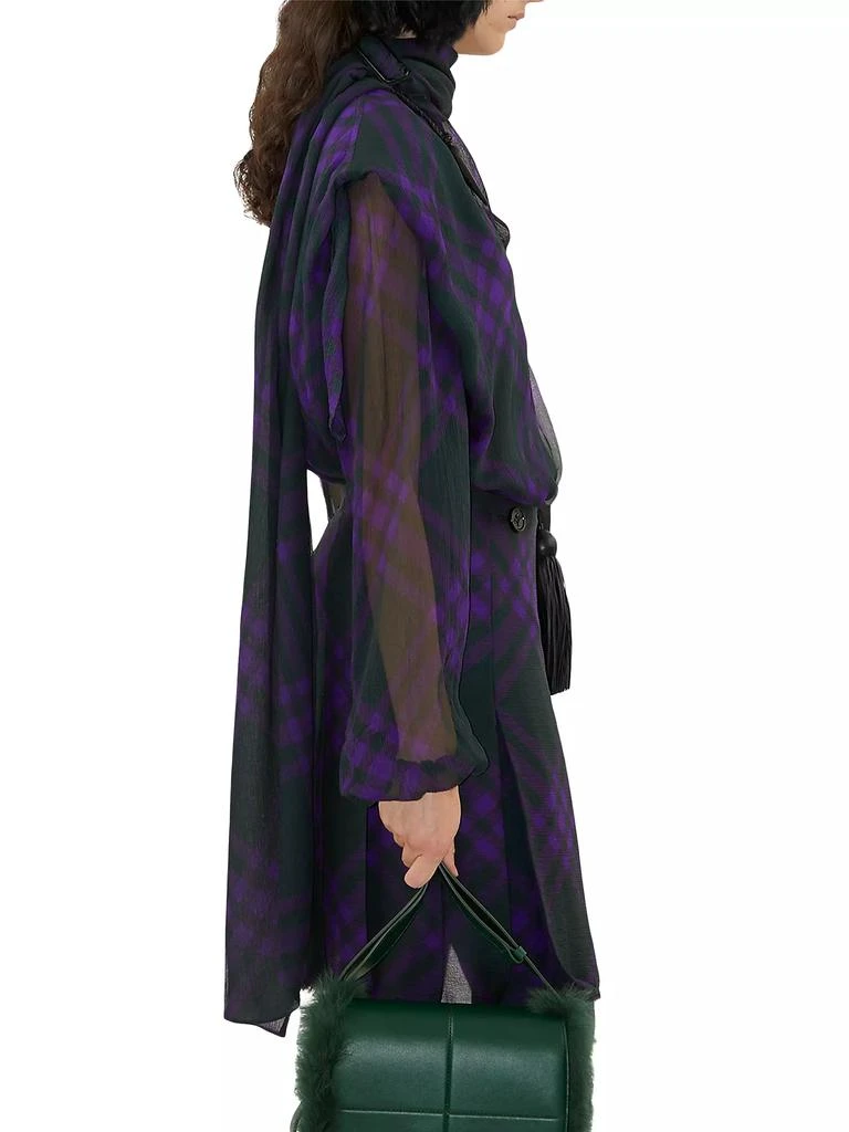 商品Burberry|Check Silk Chiffon Relaxed-Fit  Scarf-Neck Blouse,价格¥14589,第4张图片详细描述