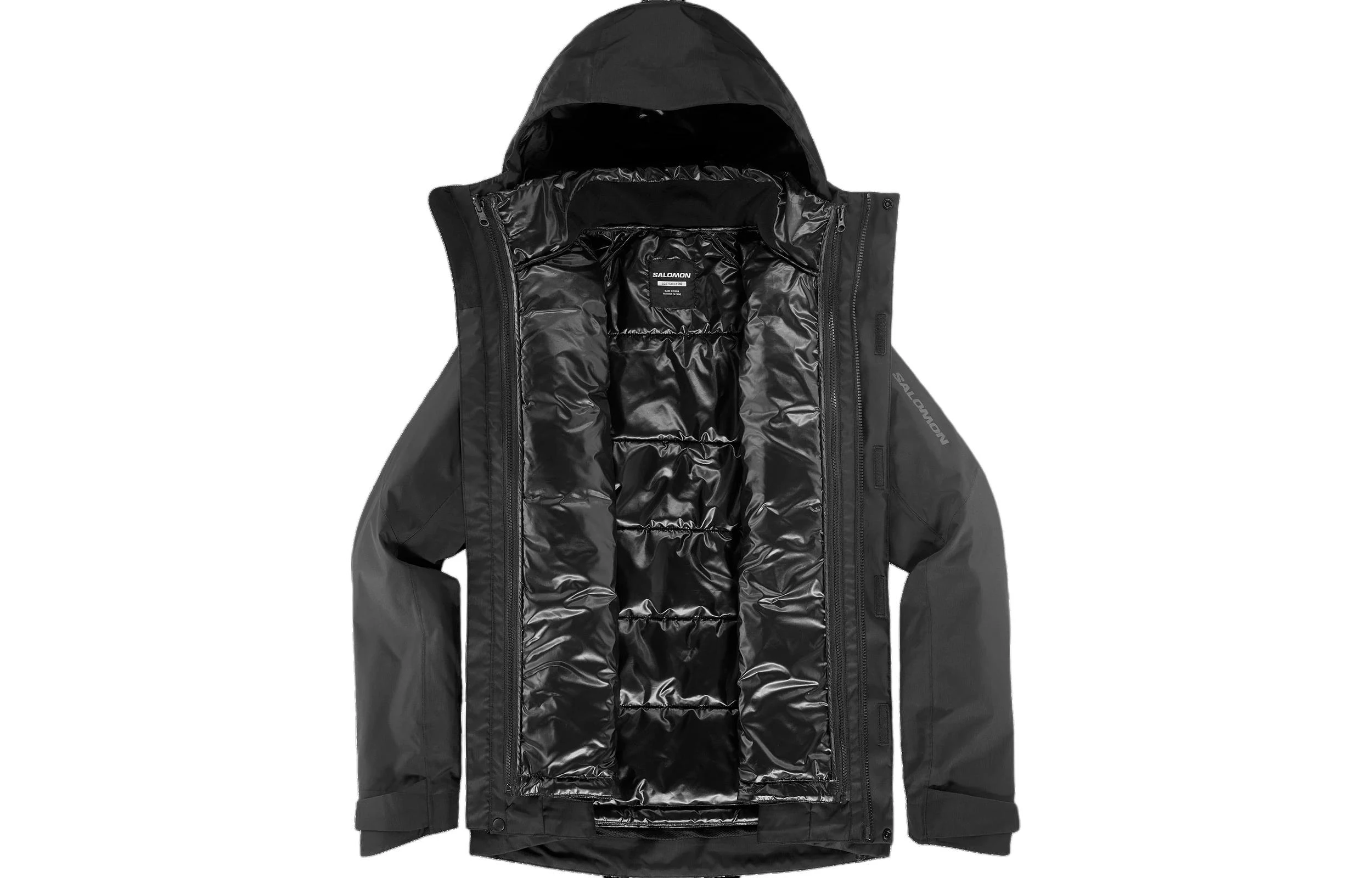商品[国内直发] Salomon|萨洛蒙 纯色Logo字母印花两穿连帽拉链长袖夹克外套 男款 黑色,价格¥2267,第4张图片详细描述