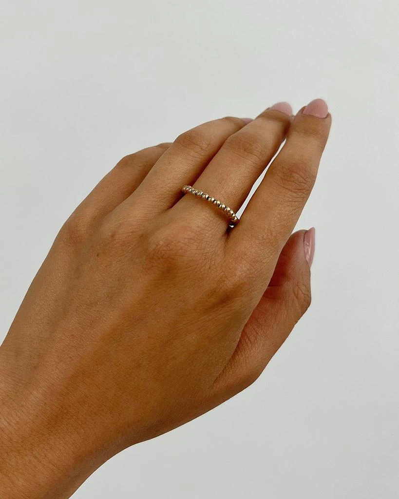 14K Yellow Gold Beaded Stretch Ring 商品