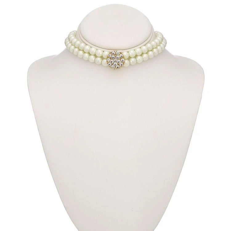 商品Charter Club|Gold-Tone Imitation Pearl and Pavé Double Strand Choker Necklace, Created for Macy's,价格¥55,第2张图片详细描述