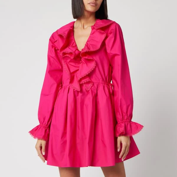 商品Self Portrait|Self-Portrait Women's Fuchsia Cotton Poplin Mini Dress - Fuchsia,价格¥788,第1张图片