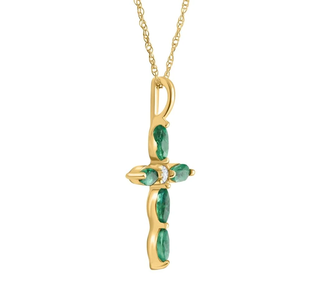 商品Pompeii3|1/2ct Emerald Marquise Diamond Necklace Cross Pendant 10K Yellow Gold 1" Tall,价格¥3178,第2张图片详细描述