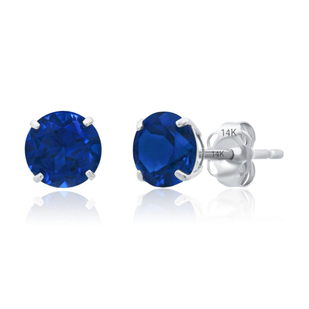 14k White Gold 6MM Round Stud Gemstone Earrings 商品