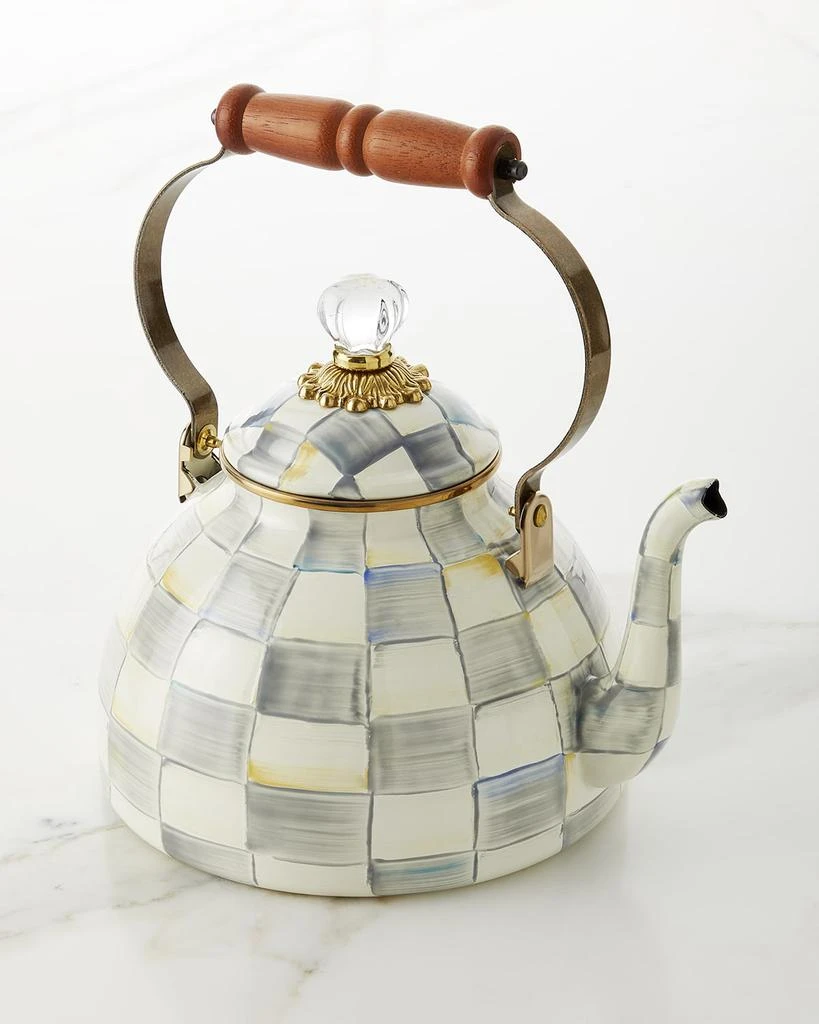 商品MacKenzie-Childs|Sterling Check Tea Kettle, 3qt.,价格¥1477,第1张图片