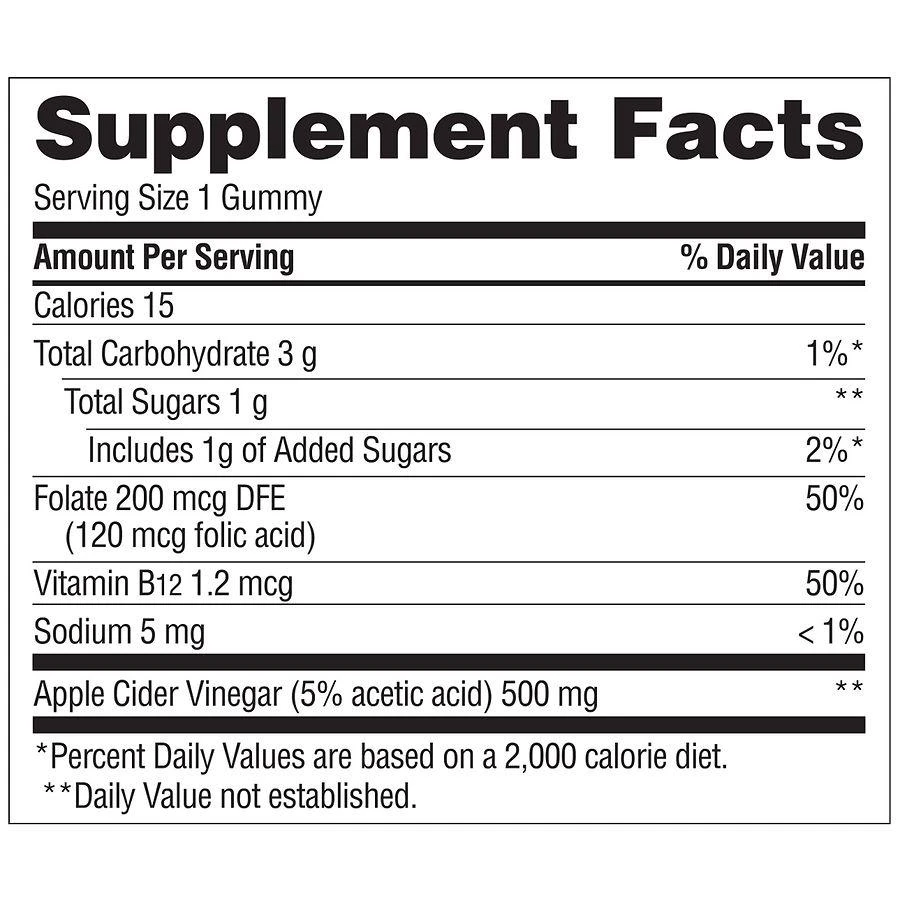商品Walgreens|Apple Cider Vinegar Gummies Natural Apple,价格¥56,第4张图片详细描述