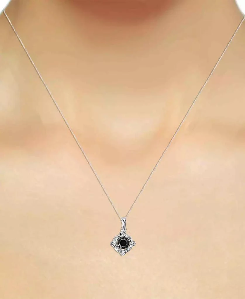 商品Macy's|Black & White Diamond Love Knot 18" Pendant Necklace (1 ct. t.w.) in Sterling Silver,价格¥4496,第2张图片详细描述