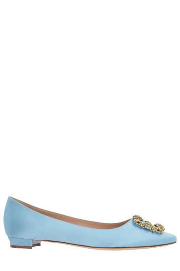 商品Manolo Blahnik|Manolo Blahnik Hangisi Buckle Embellished Flat Shoes,价格¥5064,第1张图片