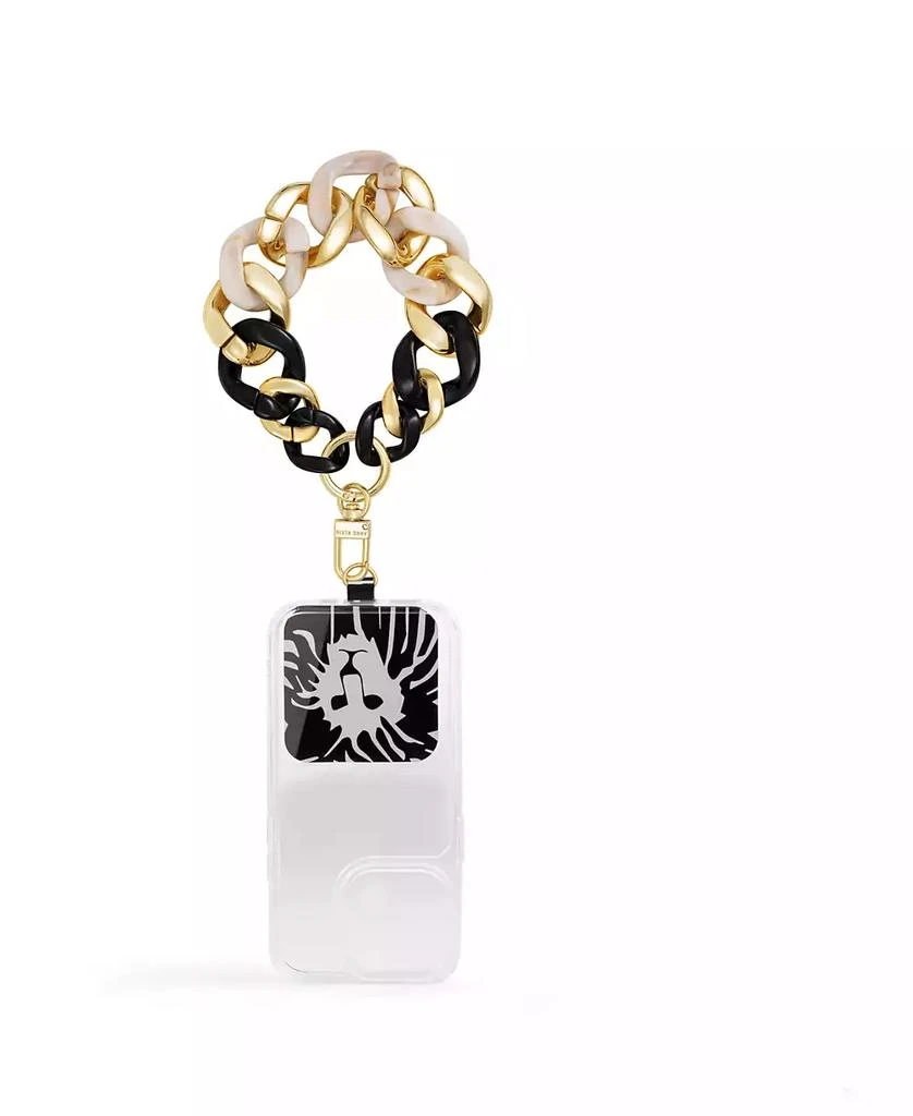 商品Anne Klein|Women's Black and Ivory Acetate with Gold-Tone Alloy Metal Chain Link Wrist Strap designed for iPhone®,价格¥157,第3张图片详细描述