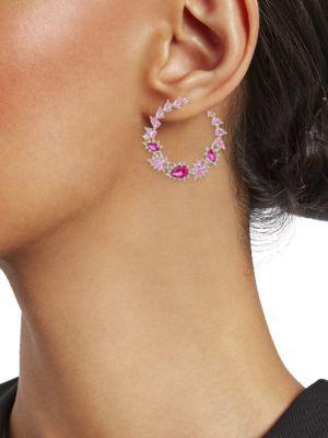 商品Eye Candy LA|The Luxe Roman Goldtone & Crystal Hoop Earrings,价格¥316,第4张图片详细描述